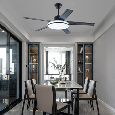 Ventilateur de plafond encastré à 5 pales de 52 po avec lumière DEL et télécommande Annagail
