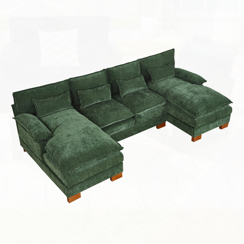 Canapé en chenille avec canapé double, Vert