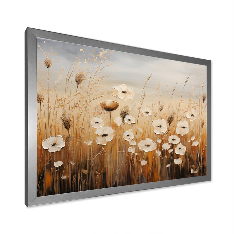 Minimalisme prairie magique I sur toile, Cadre simple argenté, H 34 po x l 44 po x P 1,5 po