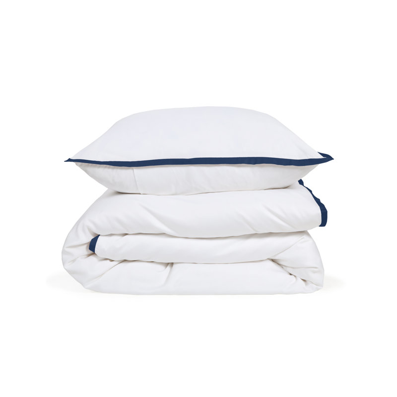 Langston Duvet Cover, King Duvet Cover + 2 King Shams, White/Navy