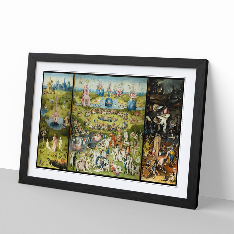 The Garden of Earthly Delights by Hieronymus Bosch - Picture Frame Painting, 36cm H x 48cm W x 2cm D, Black