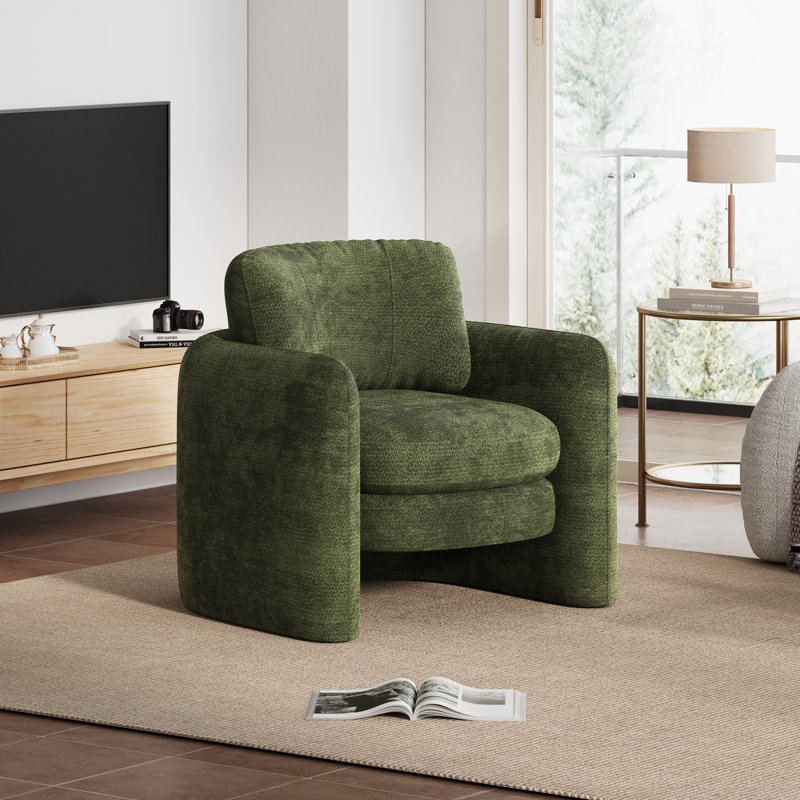 Fauteuils d'appoint modernes en chenille de 34,1 po de large (ensemble de 2), Green Chenille