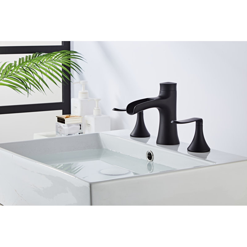 Widespread 2-handle Bathroom Faucet with Drain Assembly, Matte Black