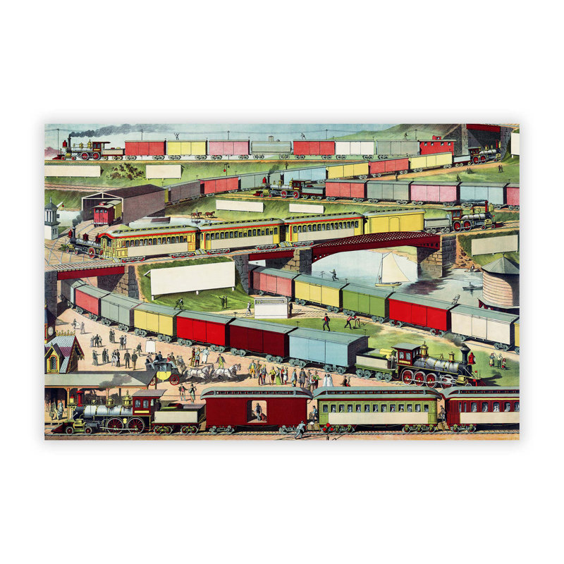 Vintage Steam Train Illustration - Frameless Print, 21 cm H x 29.7 cm W