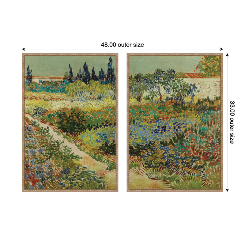 «Garden at Arles Vincent Van Gogh», ensemble de 2 toiles encadrées par Nostalgia