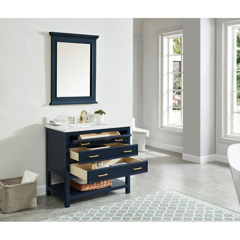 Ensemble de meuble-lavabo simple 36 po Pamula, Bleu marine