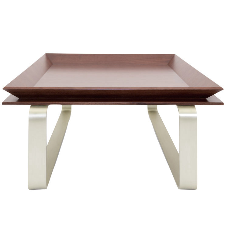 Le Solid Wood Coffee Table, Walnut, Polished Nickel