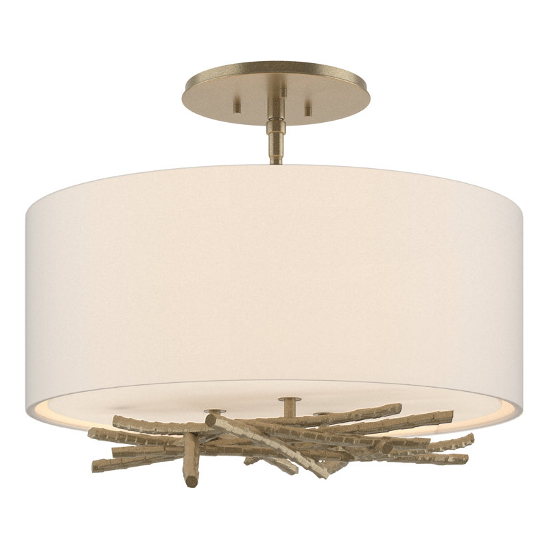 Brindille 3 - Light Semi Flush Mount, Flax, Soft Gold