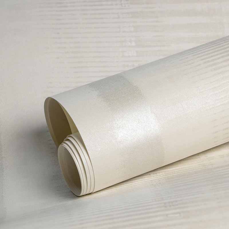 Adonea Hermes Smooth Metallic 33' L x 21" W Wallpaper Roll, Antique White