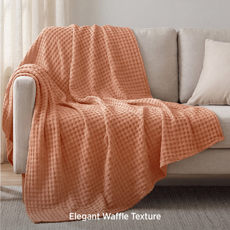 Bedsure 279gsm Cotton & Rayon from Bamboo Waffle Blanket GentleSoft™️, Twin XL, Spice Route