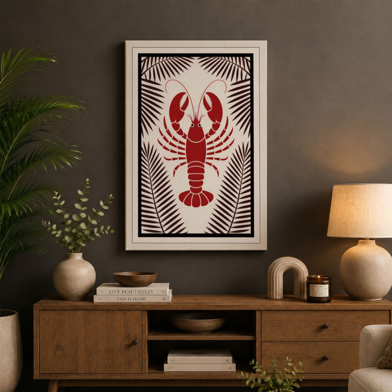 Symmetry in Red Geometric - Wrapped Canvas, 24x16 - 61.0 x 40.6 cm, Teal Border