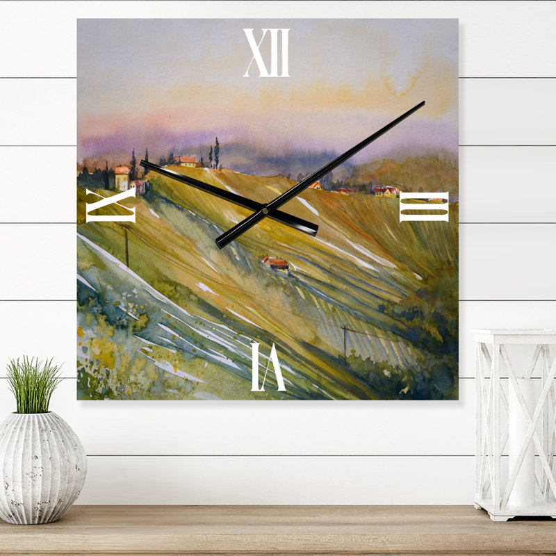 Horloge murale Vineyard At Dawn en Toscane, Italie, Moyen