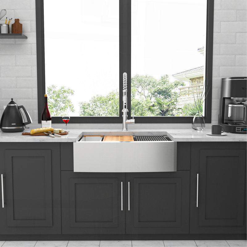 30 Farmhouse Sink Workstation - 30 Inch Kitchen Sink Stainless Steel 16 Gauge Apron Front Kitchen Sink
