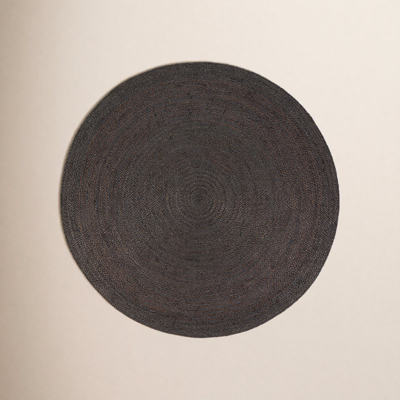 Tapis gris anthracite en jute / sisal tressé à la main Gage, Rond 6 pi