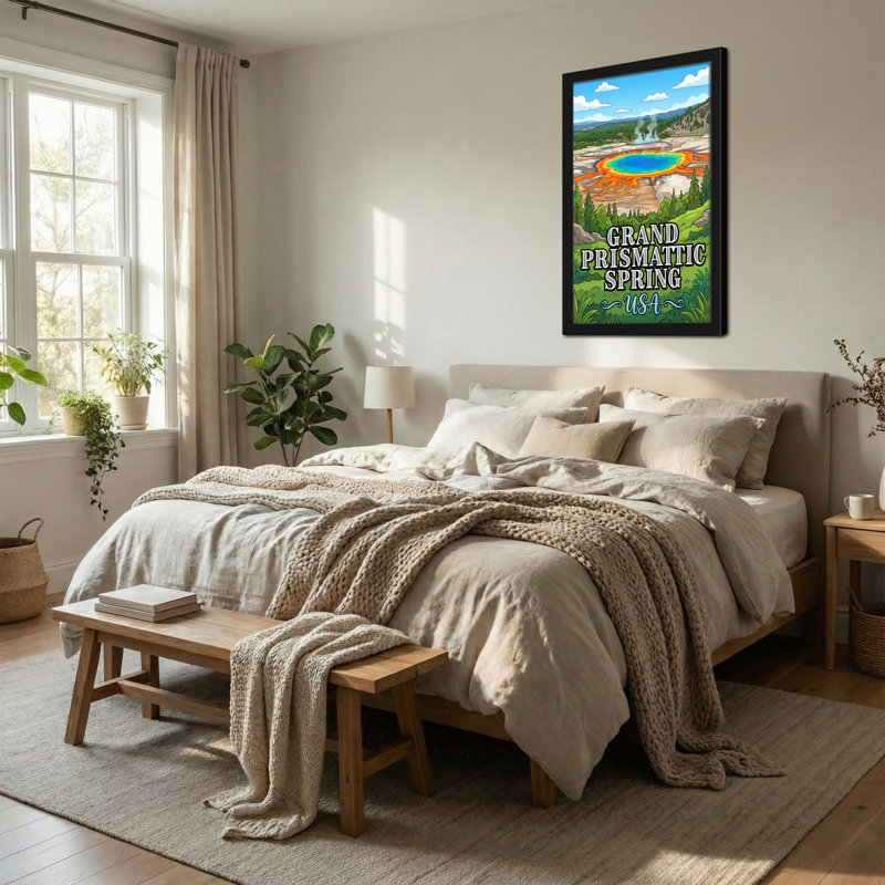Paysage et paysage urbain, Grand Prismatic Spring, États-Unis, reproduction d'art, H 18 po x l 12 po