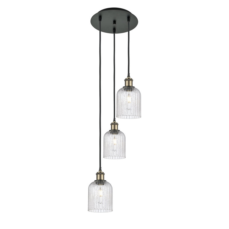 Luminaire suspendu en grappe à 3 lumières Fiennes, Laiton antique noir, Seedy