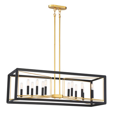 Lustre carré 12 lumières Sable