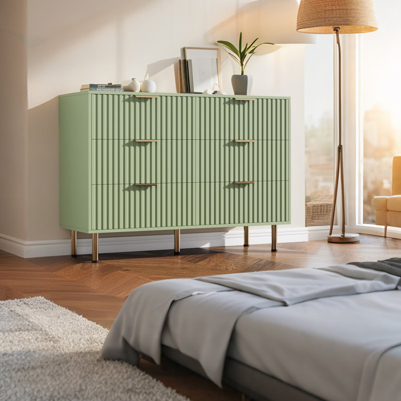 119.9cm W 6 - Drawer Chest of Drawers, Green