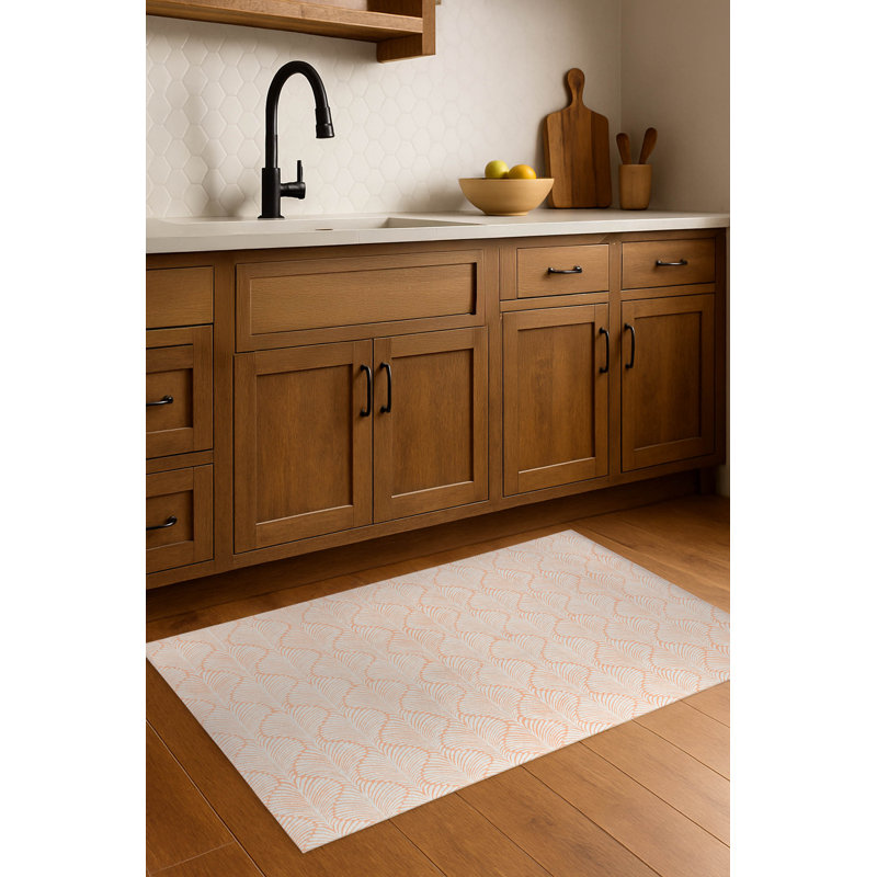 Tapis de cuisine antidérapant Elegant Palms, Rectangle 4pi x 6 pi, Pêche