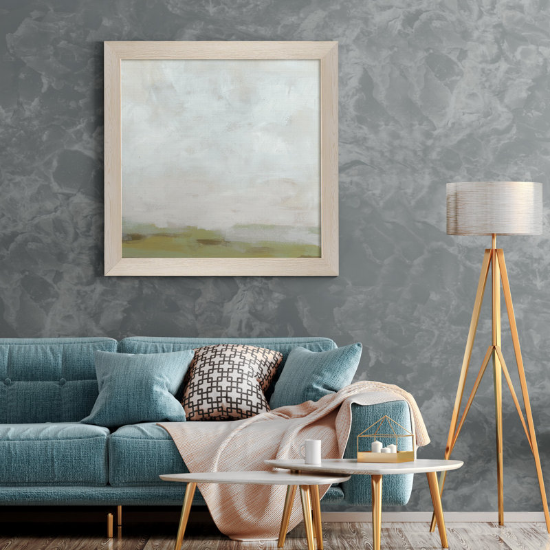 Moss horizon I, reproduction d’art encadrée, H 27,5 po x l 27,5 po x P 1,5 po, Toile avec cadre blanc, Pas de tapis