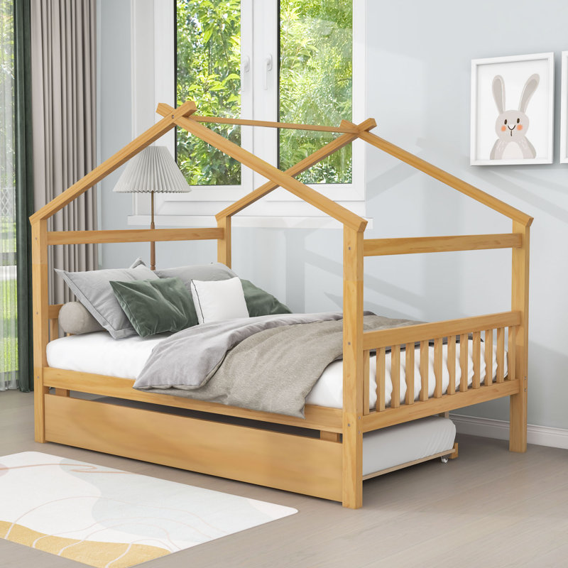 Patchin Wood Daybed with Trundle and Slats, Full, Natural