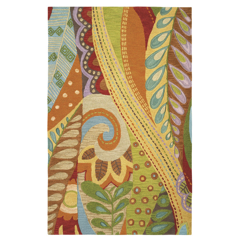 Art Soul Handmade Tufted Wool Yellow/Green Area Rug, Rectangle 9' x 13'