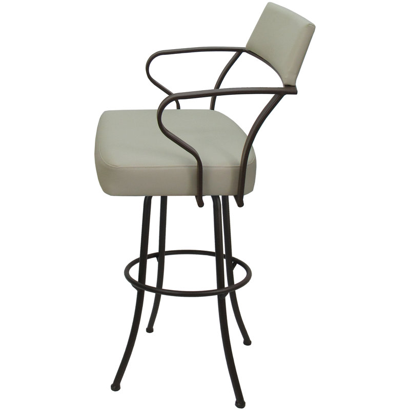 Jabria Swivel Upholstered Counter Extra Tall Stool with Metal Frame, Beige, Brown