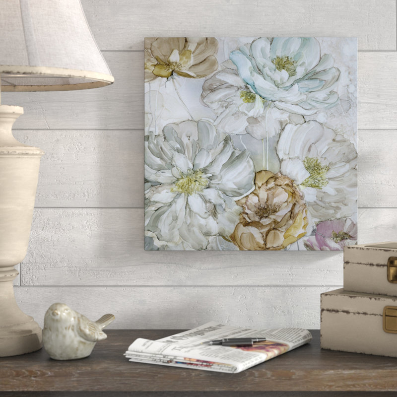 «Moonlit Peony», reproduction de peinture à l'huile, Toile tendue, H 16 po x l 16 po x P 1,5 po