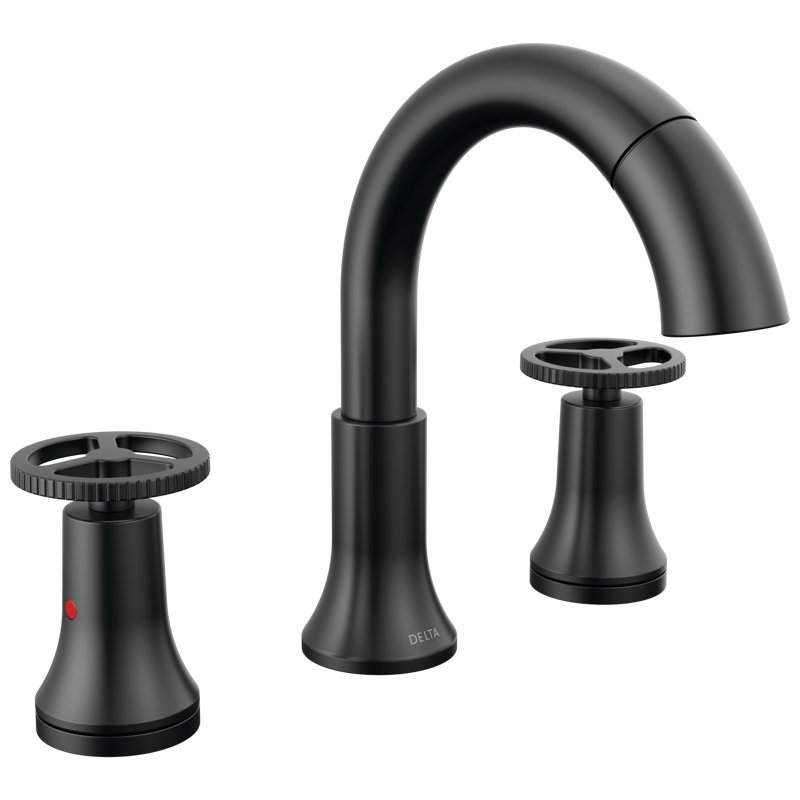 Trinsic 3-Hole Widespread Pull Out Sprayer Bathroom Faucet, 2-Handle Bathroom Sink Faucet, Matte Black