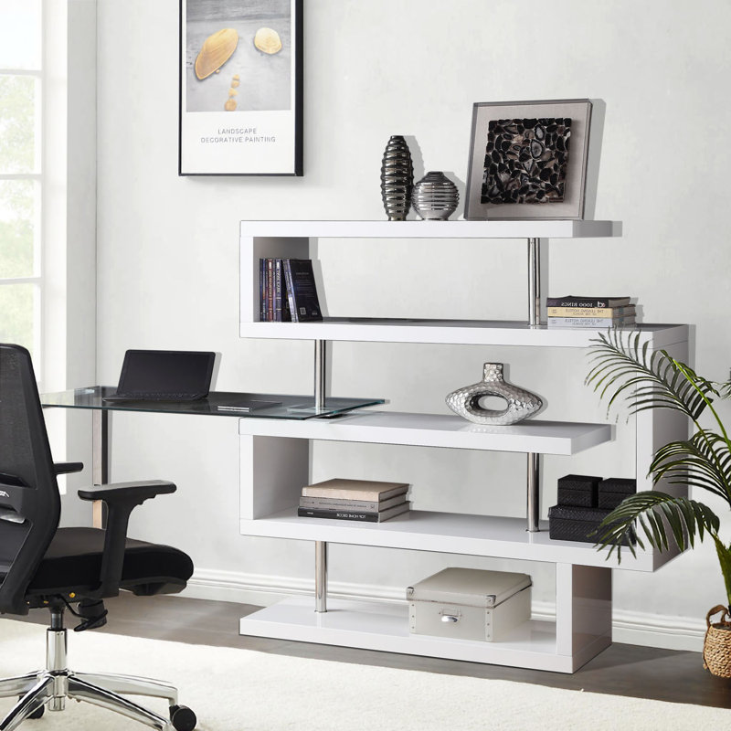 Bureau en L, bureau d'écriture, bureau, Blanc