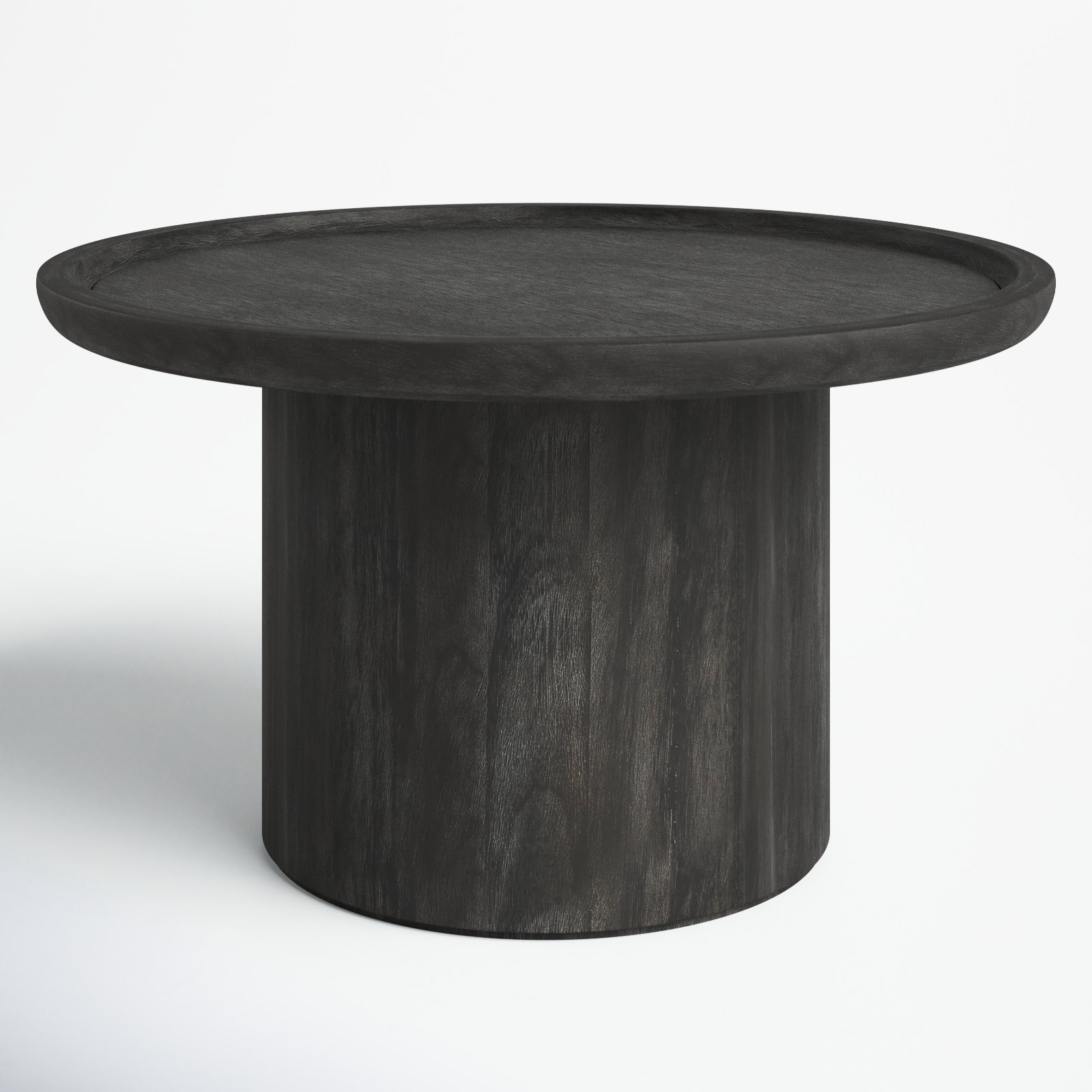 Acadia 28" Coffee Table, Black With White Wash Distressing