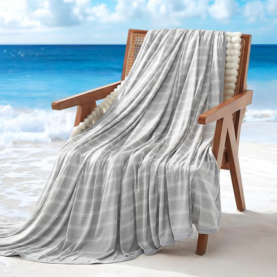 SLEEP ZONE Cooling Blankets for Hot Sleepers, Summer Blanket Thin Lightweight for Bed Couch, Arc-Chill Q-Max 0.5 Cooling Blanket Queen Size on Night Sweats (Grey Stripe, 90''x90'')