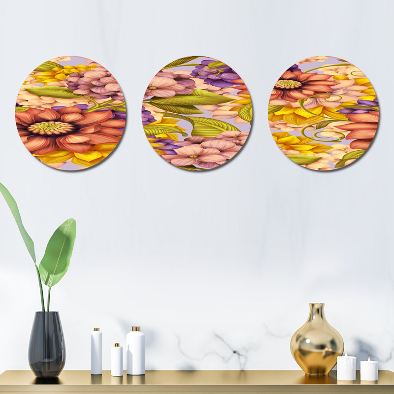 Ensemble de 3 décorations murales fleurs