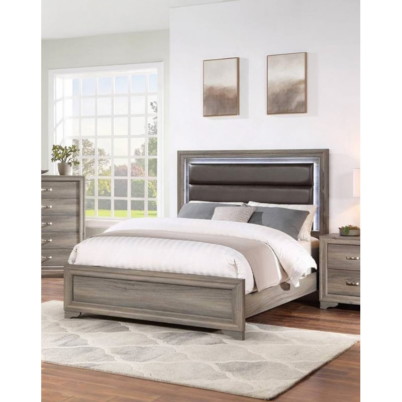 Mobilier de chambre à coucher 1pc, Grand lit, Espresso