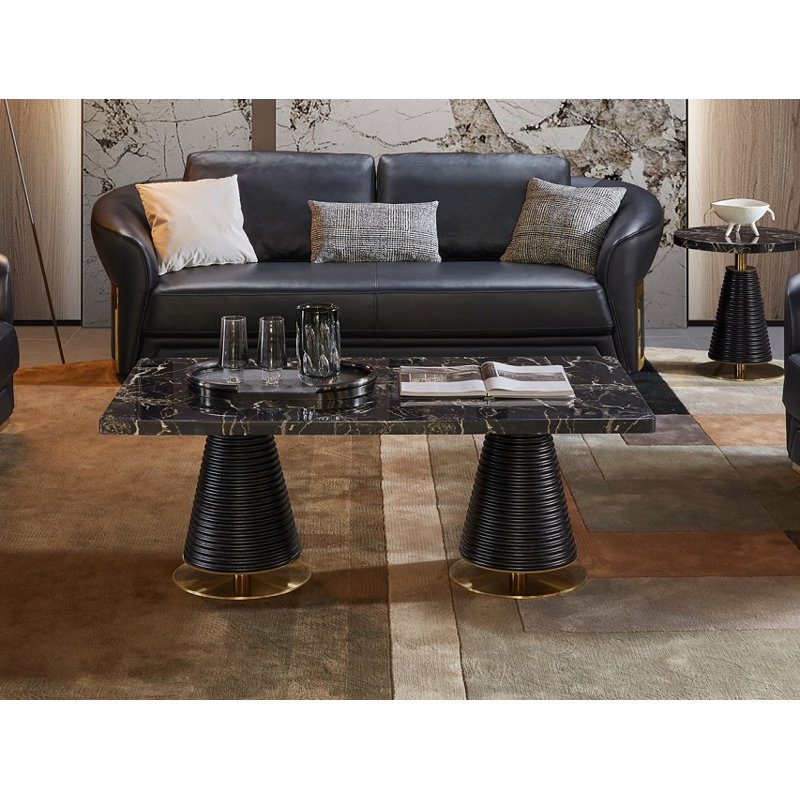 Sofa, Black Genuine Leather