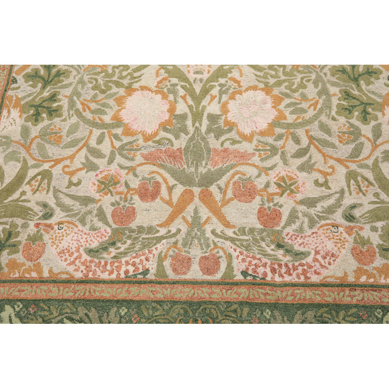 Tapis multicolore en laine crocheté à la main William Morris, Rectangle 9 pi x 12 pi