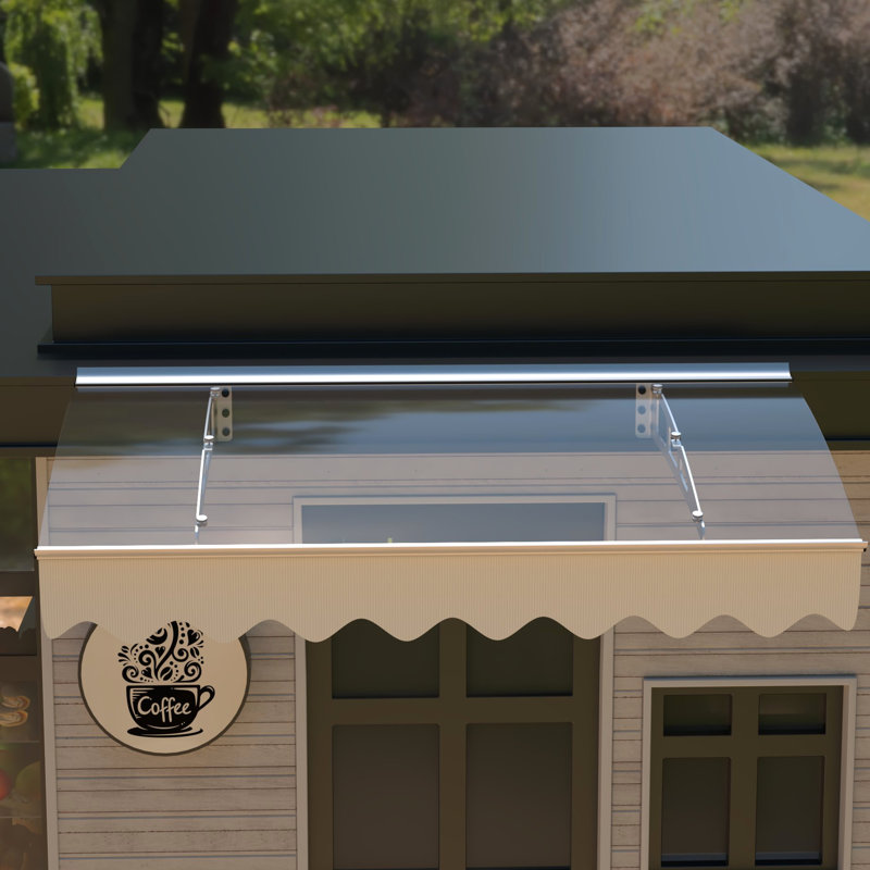 Door Window Awning Canopy 47X34. Polycarbonate, Brackets, Heat , 3 Mounting Points, Pu Coated Valance 47" Wide X 34" Deep Awning, Solid Polycarbonate & Aluminum Alloy, Rust- Upf80+/Upf50+, Wind