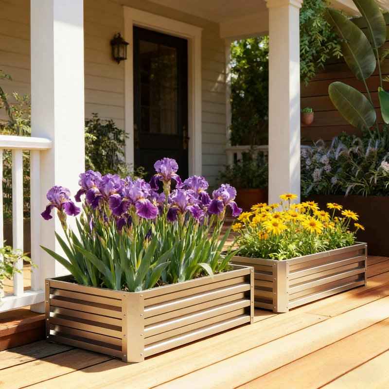 Stable Flowers Box,Raised Garden Bed,Planter Box, Silver