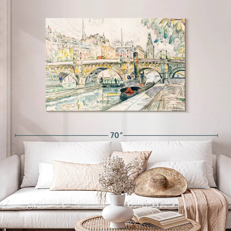 Remorqueur au Pont Neuf Paris, H 32 po x l 48 po