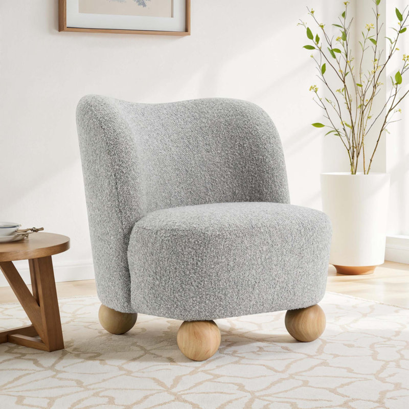 Chaise d'appoint de style contemporain, Bois naturel, Gris