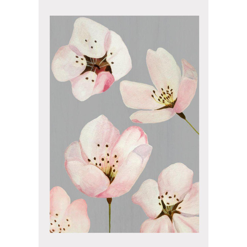 Fleurs de cerisier sur fond gris - aucune impression de cadre, H 11 po x l 8,5 po