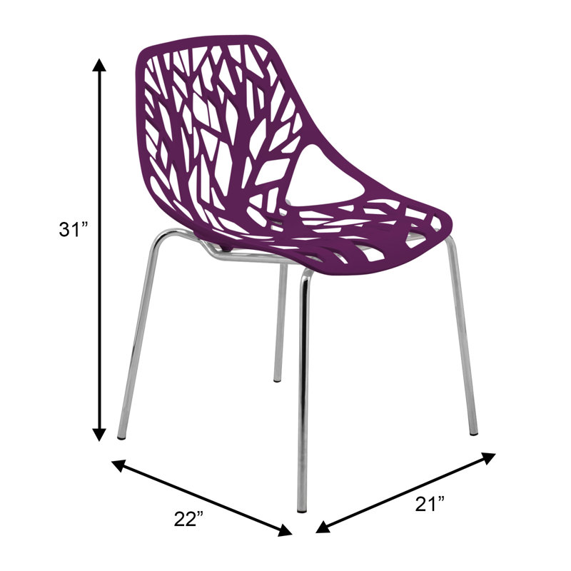 Octavien Modern Stackable Dining Chair – Lightweight, Sturdy, Stylish & Easy to Assemble, Purple, 4
