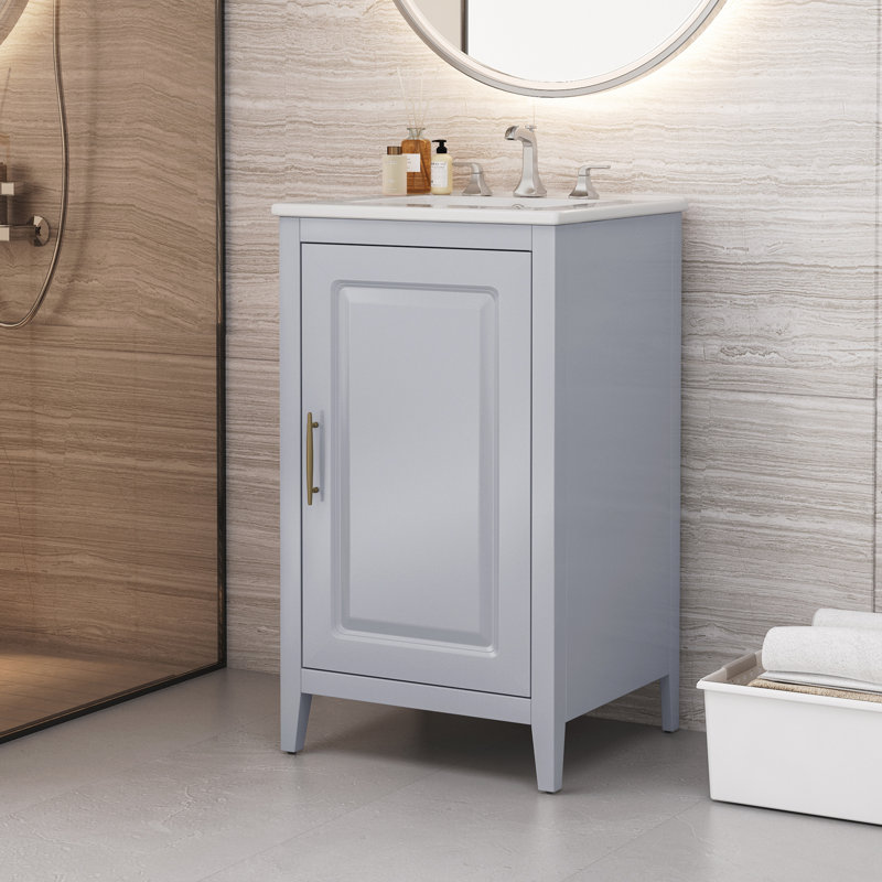Meuble-lavabo de salle de bain avec lavabo, Gris