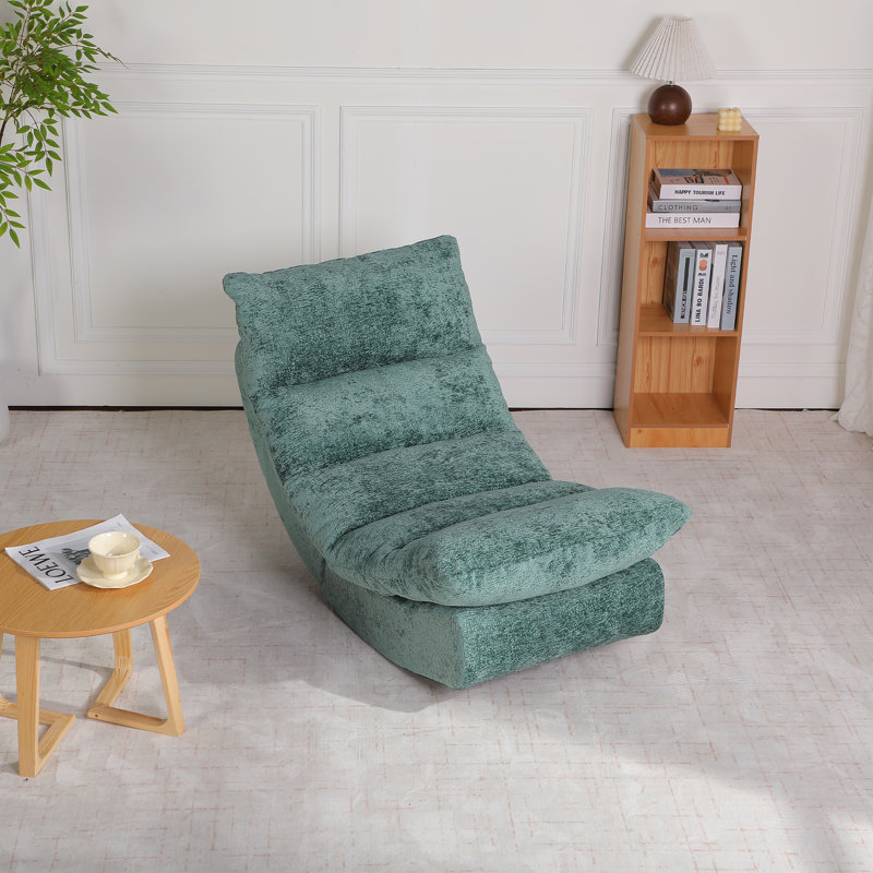 Chaise longue à bascule moderne, fauteuil inclinable rembourré avec dossier incurvé pour un confort ultime, Vert