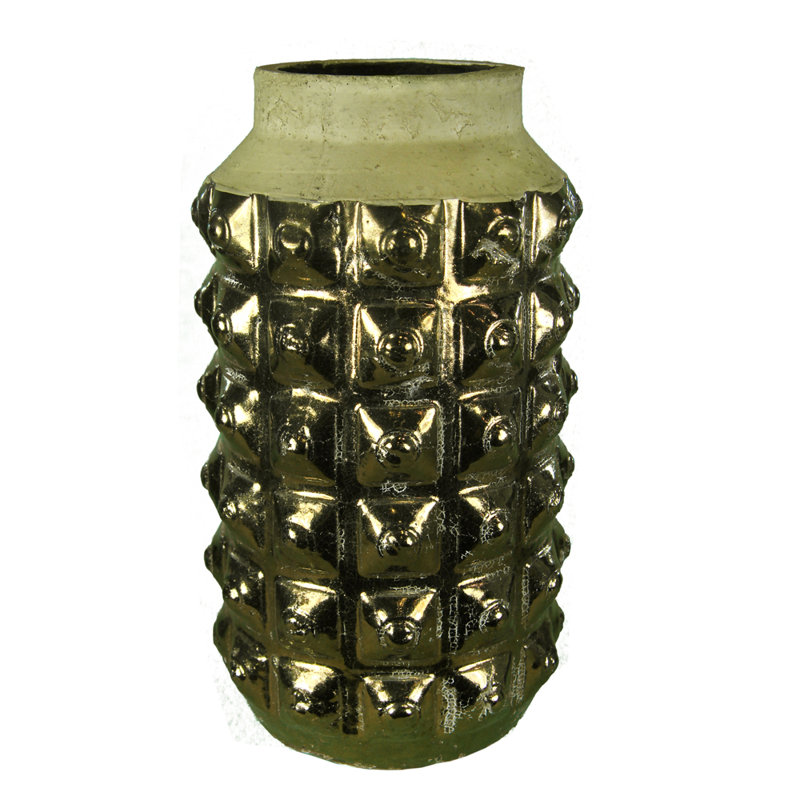 Vase de table, Or, H 12 po x l 6,5 po x P 6,5 po