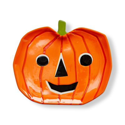 Pumpkin Platter Orange Ceramic Halloween