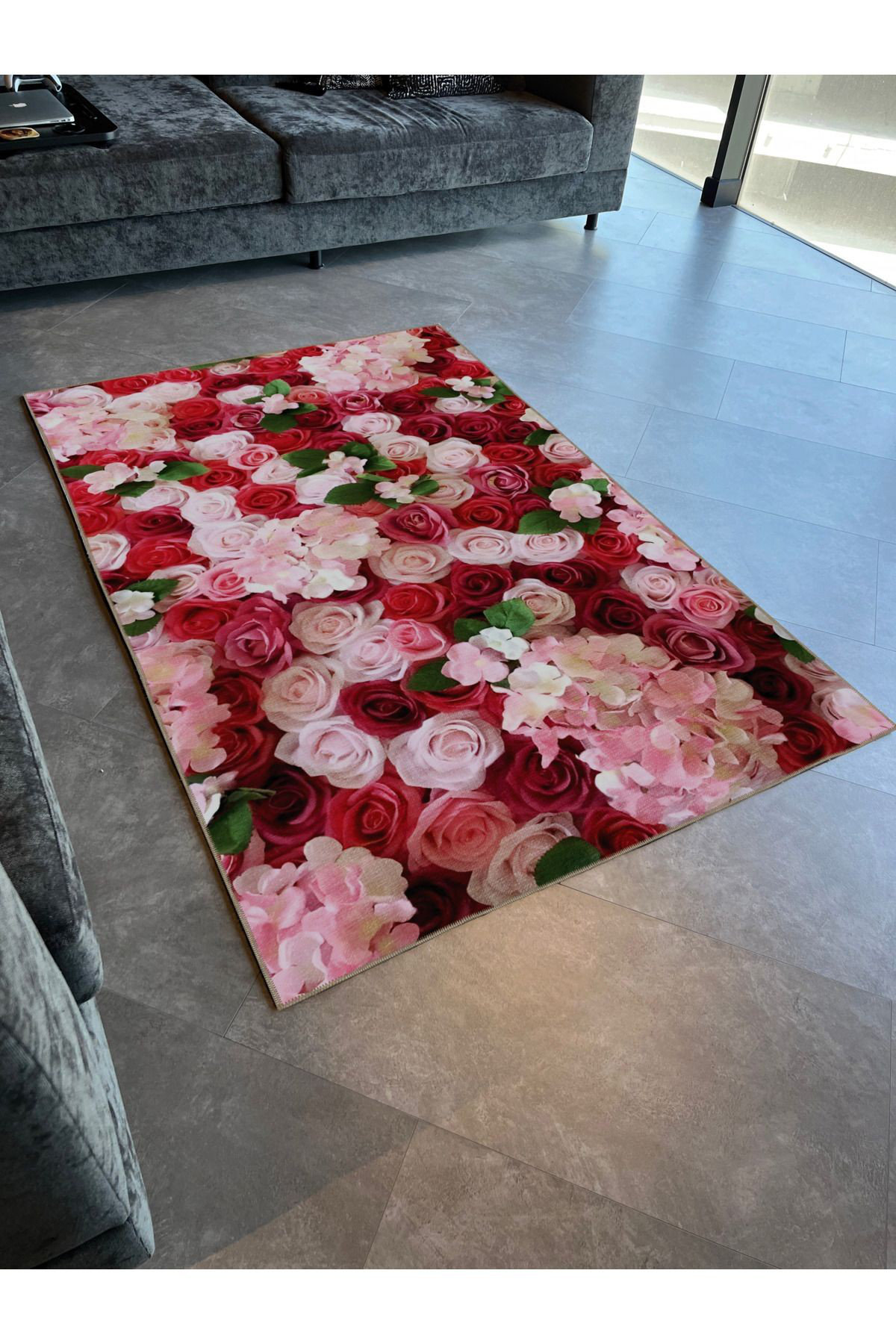 Deep Rose Rug Hokku Designs Floral Rose Bouquet Pattern Creative Modern Decorative ...