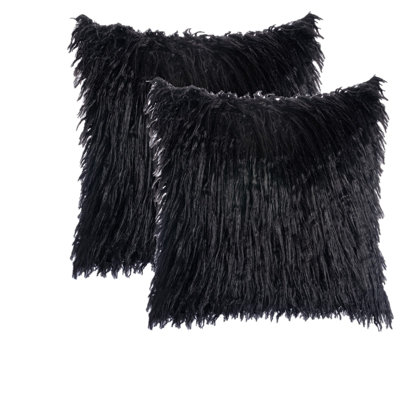 Housse de coussin décoratif en fausse fourrure avec insert