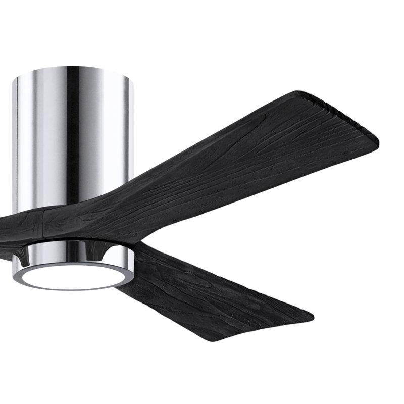 Olivier à 3 pales DEL standard avec ventilateur de plafond et ensemble d'éclairage inclus, Chrome poli, Noir mat, 52"