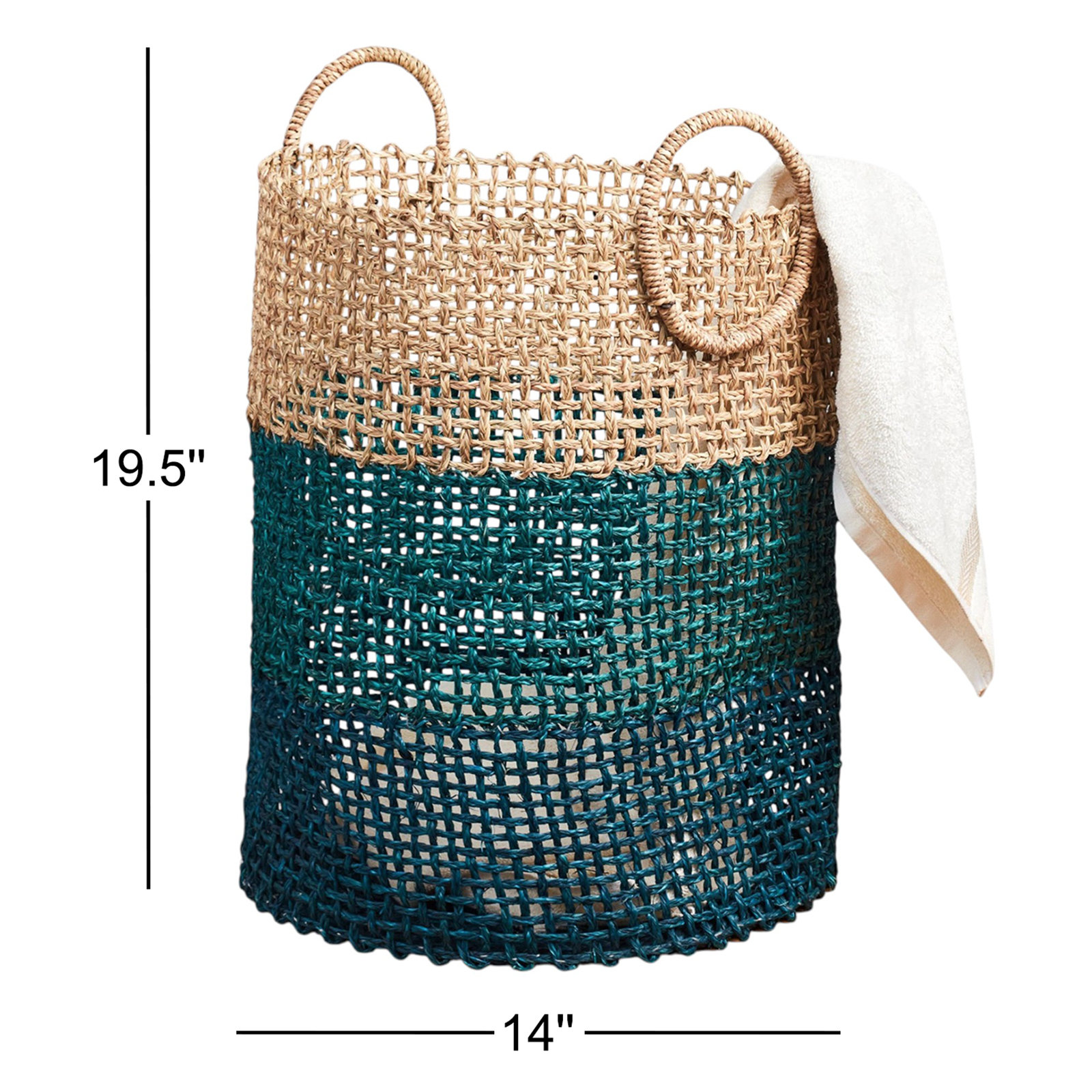 Seagrass Decorative Basket 1, Teal